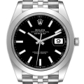 Rolex Datejust 41 Black Dial Steel Smooth Bezel Mens Watch 126300 Unworn