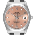 Rolex Date Salmon Dial Oyster Bracelet Steel Mens Watch 15200
