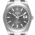 Rolex Datejust 41 Slate Dial Smooth Bezel Steel Mens Watch 126300 Box Card