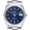 Rolex Date Blue Dial Smooth Bezel Steel Mens Watch 15200