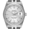 Rolex Datejust 36 Steel White Gold Silver Dial Mens Watch 16234