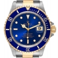 Rolex Submariner Blue Dial Steel Yellow Gold Mens Watch 16613 Box Papers