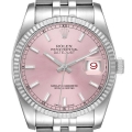 Rolex Datejust Steel 18K White Gold Pink Dial Mens Watch 116234