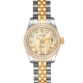 Rolex Datejust Steel Yellow Gold Mother of Pearl Diamond Ladies Watch 179383 Box Card
