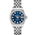 Rolex Datejust Steel White Gold Blue Dial Diamond Ladies Watch 179384