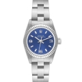 Rolex Oyster Perpetual Blue Dial Steel White Gold Ladies Watch 67194 Box Papers