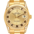 Rolex President Day-Date Yellow Gold Myriad Dial Diamond Lugs Mens Watch 18338