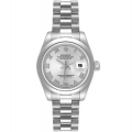 Rolex Datejust President Platinum Silver Dial Ladies Watch 179166 Box Papers