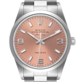 Rolex Air King 34 Salmon Baton Dial Domed Bezel Steel Watch 14000