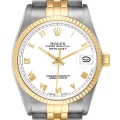 Rolex Datejust Steel Yellow Gold White Dial Vintage Mens Watch 16013