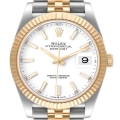 Rolex Datejust 41 Steel Yellow Gold White Dial Mens Watch 126333 Box Card