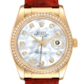 Rolex Datejust Yellow Gold Mother of Pearl Diamond Mens Watch 116188 Box Card