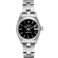Rolex Date Black Dial Oyster Bracelet Steel Ladies Watch 69160