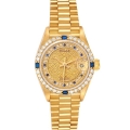 Rolex President Datejust Yellow Gold Diamond Sapphire Ladies Watch 69088