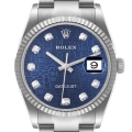 Rolex Datejust Steel White Gold Blue Diamond Dial Mens Watch 126234 Unworn