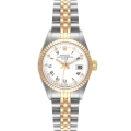 Rolex Date 26mm Steel Yellow Gold White Dial Ladies Watch 69173