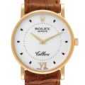 Rolex Cellini Classic Yellow Gold Silver Dial Brown Strap Mens Watch 5115