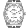 Rolex Datejust Steel White Gold White Dial Mens Watch 16234 Box Papers