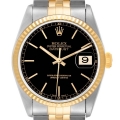 Rolex Datejust Steel Yellow Gold Black Dial Mens Watch 16233 Rolex Datejust Steel Yellow Gold Black Dial Mens Watch 16233