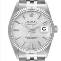 Rolex Datejust Steel White Gold Silver Linen Dial Vintage Mens Watch 16014
