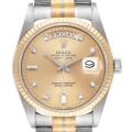 Rolex President Day-Date Tridor White Yellow Rose Gold Diamond Watch 18039