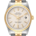Rolex Datejust Steel 18K Yellow Gold Ivory Anniversary Dial Mens Watch 16233