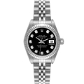 Rolex Datejust Steel White Gold Black Diamond Dial Ladies Watch 79174