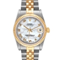 Rolex Datejust Midsize Steel Yellow Gold Mother of Pearl Roman Dial Ladies Watch 78273