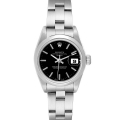 Rolex Date Black Dial Smooth Bezel Steel Ladies Watch 79160