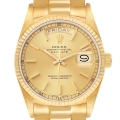 Rolex President Day-Date Yellow Gold Champagne Dial Mens Watch 18038 Box Papers
