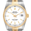 Rolex Datejust Steel Yellow Gold White Dial Mens Watch 16233 Papers