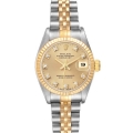 Rolex Datejust Steel Yellow Gold Champagne Diamond Dial Ladies Watch 69173