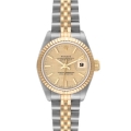 Rolex Datejust Steel Yellow Gold Champagne Linen Dial Ladies Watch 69173