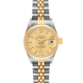 Rolex Datejust Steel Yellow Gold Champagne Linen Dial Ladies Watch 69173