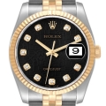Rolex Datejust Steel Yellow Gold Anniversary Diamond Dial Mens Watch 116233