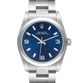 Rolex Oyster Perpetual Midsize 31mm Steel Blue Dial Ladies Watch 77080