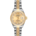 Rolex Datejust Steel Yellow Gold Champagne Diamond Dial Ladies Watch 69173