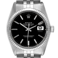 Rolex Datejust Vintage Steel White Gold Black Dial Mens Watch 16014