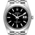 Rolex Datejust 41 Black Dial Steel Smooth Bezel Mens Watch 126300 Unworn
