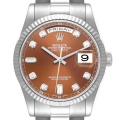 Rolex President Day-Date White Gold Bronze Diamond Dial Mens Watch 118239