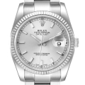 Rolex Datejust Steel White Gold Silver Dial Mens Watch 116234 Box Papers