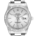 Rolex Turnograph Datejust Steel White Gold Silver Dial Mens Watch 16264