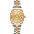 Rolex Datejust Steel Yellow Gold Champagne Diamond Dial Ladies Watch 79173
