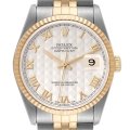 Rolex Datejust Steel Yellow Gold Pyramid Dial Mens Watch 16233 Box Papers