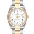 Rolex Midsize Yellow Gold Steel White Roman Dial Ladies Watch 77513 Papers Rolex Midsize Yellow Gold Steel White Roman Dial Ladies Watch 77513 Papers