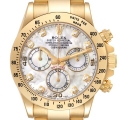 Rolex Daytona Yellow Gold Mother of Pearl Diamond Dial Mens Watch 116528