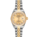 Rolex Datejust Steel Yellow Gold Champagne Diamond Dial Ladies Watch 69173
