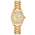 Rolex President Datejust Yellow Gold Diamond Dial Bezel Lugs Ladies Watch 179158