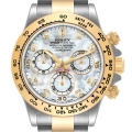 Rolex Daytona Steel Yellow Gold Mother of Pearl Diamond Mens Watch 116503 Box Card