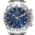 Rolex Daytona Blue Dial White Gold Chronograph Mens Watch 116509 Box Card